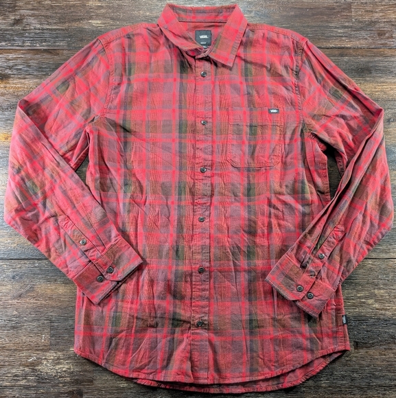 Vans Men's Medium Plaid Button Down Long Sleeve - Picture 1 of 10
